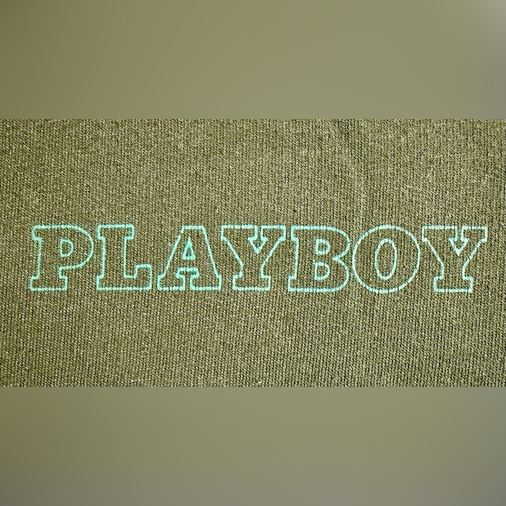 Playboy Logo Crewneck Sweatshirt Green Men’s M Y2K Streetwear 💋🐰
